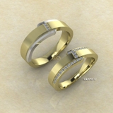 HAPPY072 Nhẫn cưới thiết kế vàng ghép 2 màu - Lucy Jewelry
