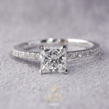 EM073 Nhẫn nữ vàng, nhẫn ổ kim cương vuông Princess 5mm 5.5mm, nhẫn nữ thiết kế, nhẫn cầu hôn, nhẫn đính hôn - Lucy Jewelry