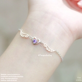 (order) Lắc tay trái tim cánh thiên thần đá tím  - LT076_TIM