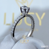 EM077 Nhẫn nữ vàng, nhẫn ổ kim cương 4.5mm, nhẫn nữ thiết kế, nhẫn cầu hôn, nhẫn đính hôn - Lucy Jewelry