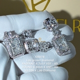 EB078 - Khuyên tai thiết kế, radiant & round cut  - Lucy Jewelry