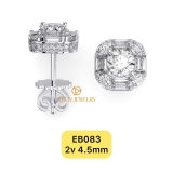 EB083 - Khuyên tai thiết kế, round cut, 4.5mm  - Lucy Jewelry