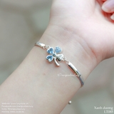 Lắc tay cỏ 4 lá đá xanh dương  - LT085_XANHDUONG