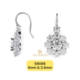 EB088 - Khuyên tai thiết kế, round cut, 6.0mm  - Lucy Jewelry