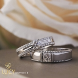 HAPPY001B Nhẫn cưới đẹp vàng tây, vàng trắng, vàng hồng 10k 14k 18k, Bạch Kim Platinum PT900 đính CZ, Moissanite, Kim cương - Lucy Jewelry