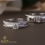 HAPPY001B Nhẫn cưới đẹp vàng tây, vàng trắng, vàng hồng 10k 14k 18k, Bạch Kim Platinum PT900 đính CZ, Moissanite, Kim cương - Lucy Jewelry