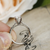 EM095 Nhẫn cầu hôn đính hôn, nhẫn vàng nữ, nhẫn ổ kim cương 6mm - Lucy Jewelry