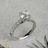 EM095 Nhẫn cầu hôn đính hôn, nhẫn vàng nữ, nhẫn ổ kim cương 6mm - Lucy Jewelry