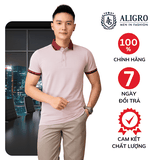 Áo polo nam ngắn tay ALIGRO chất liệu cotton cao cấp hoạ tiết kiểu dệt chữ V màu đỏ đô phối dọc ve chai ALGPLO77.1