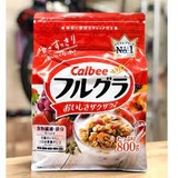 Ngũ cốc hoa quả Calbee đỏ 750g (Yến mạch, lúa mạch đen, đường  khô , đu đủ, nho khô, táo...)