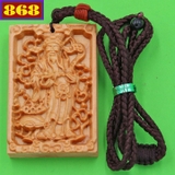 Vòng cổ Mặt gỗ ngọc am khắc tượng thần tài DMG36