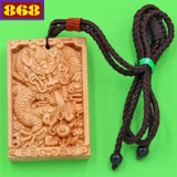 Vòng cổ Mặt gỗ ngọc am khắc tượng rồng DMG53