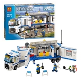 Lắp ráp Lego uban Xe Tải Cảnh Sát vận chuyển máy bay trực thăng 410 miếng ghép - Bela 10422