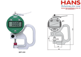 Đồng hồ đo độ dày vật liệu điện tử Insize 2871-101,( 0-10mm/0.001)