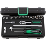 SOCKET SET 1/4 SQUARE DRIVE, 19 PIECE