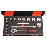 SOCKET SET, 1/2 SQUARE, 16 PIECES