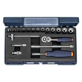 SOCKET SET 1/4 SQ/DR 19 PCS