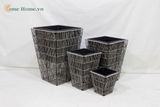 Large Handmade Plastic Rope Planter Basket for Home Decoration-CH4397B-4GY
