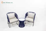Handmade Rope Woven Outdoor Sofa with Metal Frame-CH5240A-3BLU