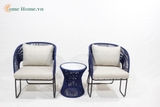 Handmade Rope Woven Outdoor Sofa with Metal Frame-CH5240A-3BLU