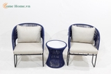 Handmade Rope Woven Outdoor Sofa with Metal Frame-CH5240A-3BLU