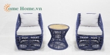 Handmade Rope Woven Outdoor Sofa with Metal Frame-CH5240A-3BLU