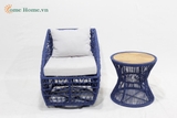 Handmade Rope Woven Outdoor Sofa with Metal Frame-CH5240A-3BLU
