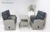 Outdoor Woven poly rattan sofa set with Cushion, Ideal for Relaxing in the Garden or on the Patio-CH3208A-4GY