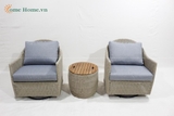 Handcrafted Poly Rattan Furniture – Table and Chair Set for Indoor/Outdoor Use - CH4263A-3GY