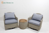 Handcrafted Poly Rattan Furniture – Table and Chair Set for Indoor/Outdoor Use - CH4263A-3GY