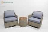 Handcrafted Poly Rattan Furniture – Table and Chair Set for Indoor/Outdoor Use - CH4263A-3GY