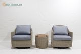 Handcrafted Poly Rattan Furniture – Table and Chair Set for Indoor/Outdoor Use - CH4263A-3GY