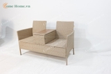 Garden Poly Rattan 2 Seater Companion Seat Wicker Love Seat Weave Partner Bench with Cushions Patio Outdoor Furniture-CH5229A-1YL
