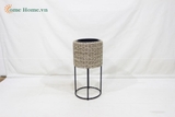 Handmade Plastic Rope Planter with Stand – Eco-Friendly Home Decor-CH3356B-1-3BR