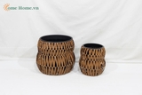 Handmade Woven Plastic Rattan Planter Basket for Modern Home Decor-CH2324B-2BR