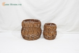 Handmade Woven Plastic Rattan Planter Basket for Modern Home Decor-CH2324B-2BR