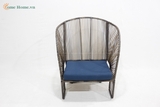 Outdoor Poly rattan Chair – Weatherproof Wicker Companion Bench with Cushions for Garden or Balcony Use-CH5422A1BL
