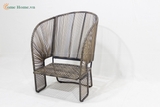Outdoor Poly rattan Chair – Weatherproof Wicker Companion Bench with Cushions for Garden or Balcony Use-CH5422A1BL