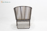 Outdoor Poly rattan Chair – Weatherproof Wicker Companion Bench with Cushions for Garden or Balcony Use-CH5422A1BL
