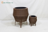 PE Rattan Style Wicker Planter for Indoor & Outdoor Plants-CH2347A-2BR