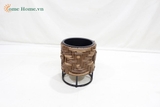 Plastic Rope Woven Planter with Metal Stand – Modern Indoor Plant Pot-CH3351C-1-2BR