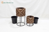 Plastic Rope Woven Planter with Metal Stand – Modern Indoor Plant Pot-CH3351C-1-2BR
