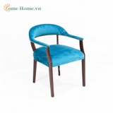 Sofa chair with cushion and wood accents for balcony, garden-CH5206A-1BLU