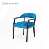 Sofa chair with cushion and wood accents for balcony, garden-CH5206A-1BLU