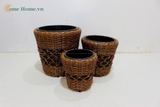 Wholesale Handwoven Plastic Rope Planter Basket - Vietnam Factory-CH4380D-3MC