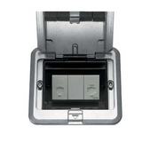 Bộ ổ cắm điện thoại 6P4C và ổ cắm mạng CAT5E (nắp nhôm, IP-44) - DUF2214LTK-1