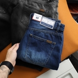 Quần short jean Dusty Tailor xanh jean đậm thêu đắp