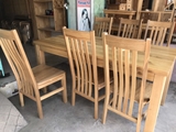 Bộ bàn ăn 6 ghế mặt gỗ 4 nan- 1m6