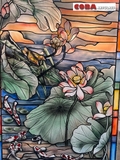 Vách thông phòng điêu khắc hoa sen Coba Artglass