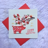 thiệp giấy xoắn năm mới 2019 QGCNY003